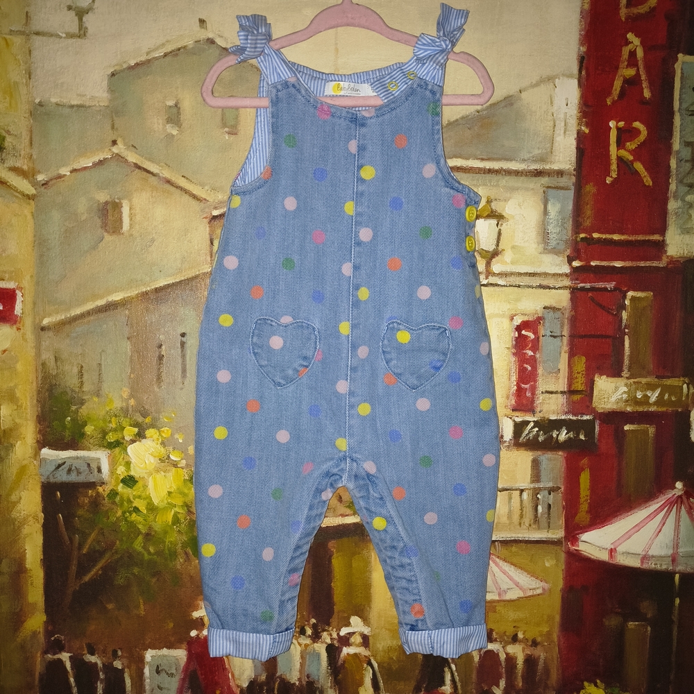 Baby Boden Colorful Polka Dot Overalls
